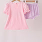 Pink goose embroidery ruffle bloomer set