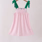 Pink Christmas Tree Embroidery Dress