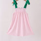 Pink Christmas Tree Embroidery Dress