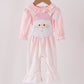 Pink santa claus dot applique ruffle 2pc set