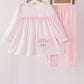 Pink santa claus dot applique ruffle pants set
