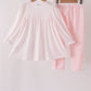 Pink santa claus dot applique ruffle pants set