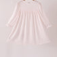 Pink santa claus dot applique ruffle dress