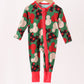 Red character bamboo zipper romper