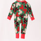 Red character bamboo zipper romper