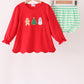 Red Gingerbread Tree Embroidery Bloomer Set
