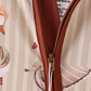 Brown goose print bamboo zipper romper