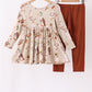 Brown goose print bamboo pants set