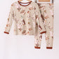 Brown goose print bamboo pajama set