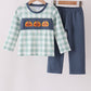 Sage Turkey Embroidery Gingham Pants Set