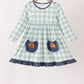Sage Turkey Embroidery Gingham Dress