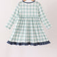 Sage Turkey Embroidery Gingham Dress