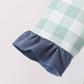 Sage Turkey Embroidery Gingham Ruffle Jogger Set