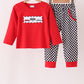 Black car embroidery checkered pants set