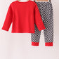 Black car embroidery checkered pants set