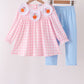 Pink Turkey Embroidery Gingham Pants Set