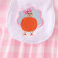 Pink Turkey Embroidery Gingham Dress
