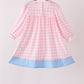 Pink Turkey Embroidery Gingham Dress