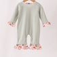 Sage Turkey Applique Ruffle Romper