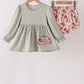 Sage Turkey Applique Bow Bloomer Set