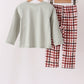 Sage Turkey Applique Plaid Pants Set