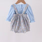 Blue Floral Bow Smocked 2pc Bubble Set