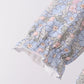 Blue Floral Bow Smocked Ruffle Pants Set