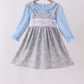 Blue Floral Bow Smocked 2pc Set