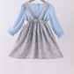 Blue Floral Bow Smocked 2pc Set