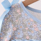 Blue Floral Bow Smocked Ruffle Dress
