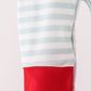Gray stripe santa french knot romper