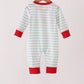 Gray stripe santa french knot romper