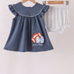 Navy football bow french knot bloomer set