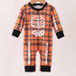Orange skeleton plaid romper