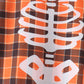 Orange skeleton plaid romper