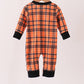 Orange skeleton plaid romper