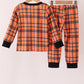 Orange skeleton plaid pants set