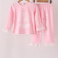 Pink skeleton print ruffle pants set