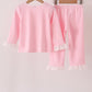 Pink skeleton print ruffle pants set