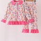 Pink milk cookie bamboo ruffle pajama set