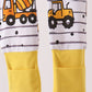 Yellow Construction Trucks Zip Bamboo Romper