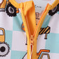 Yellow construction trucks bamboo romper
