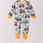 Yellow construction trucks bamboo romper