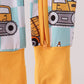 Yellow construction trucks bamboo romper