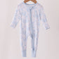 Blue dog bamboo zipper romper