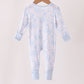Blue dog bamboo zipper romper