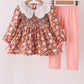 Floral Smocked Lace Pants Set
