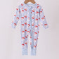 Blue Santa Claus Zip Bamboo Romper