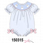 Blue ghost embroidery gingham bubble
