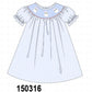 Blue ghost embroidery gingham dress